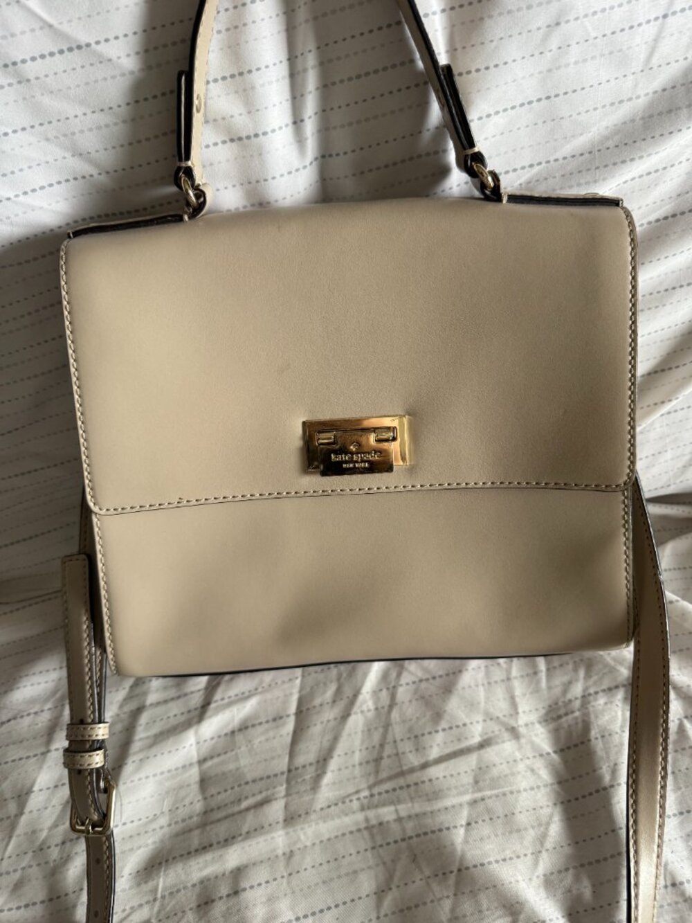 Kate Spade New York 100% Leather Cream Top Handle Crossbody Satchel - Picture 8 of 14